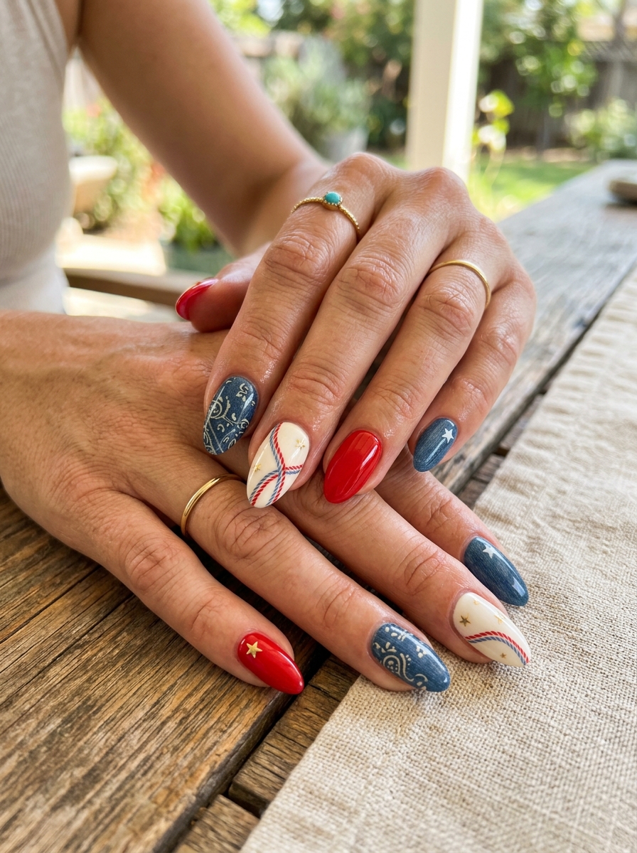 Western Fourth of July Nails